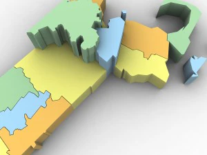 Massachusetts political map 3D Model