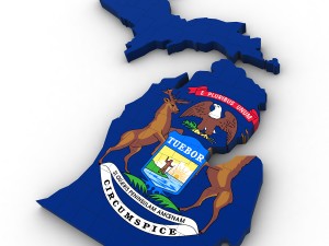 Michigan political map 3D Model