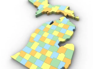 Michigan political map 3D Model