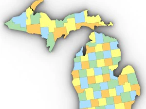 Michigan political map 3D Model