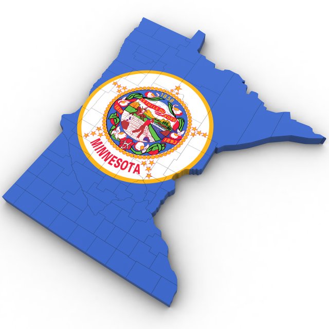 Minnesota political map 3D Model .c4d .max .obj .3ds .fbx .stl .blend 