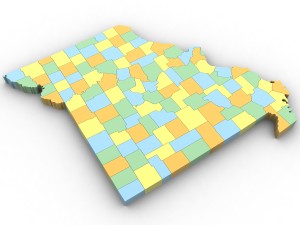 Missouri political map 3D Model