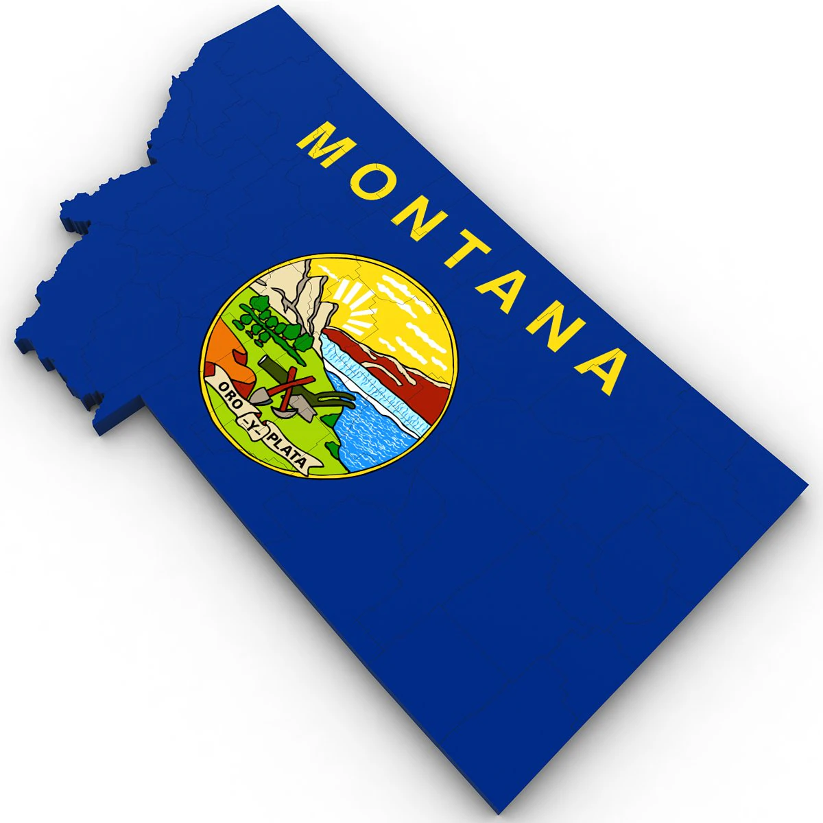 Montana political map 3D Model .c4d .max .obj .3ds .fbx .stl .blend 