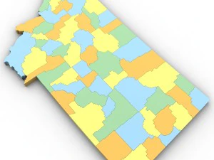 Montana political map 3D Model
