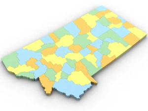 Montana political map 3D Model
