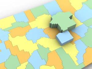 Montana political map 3D Model