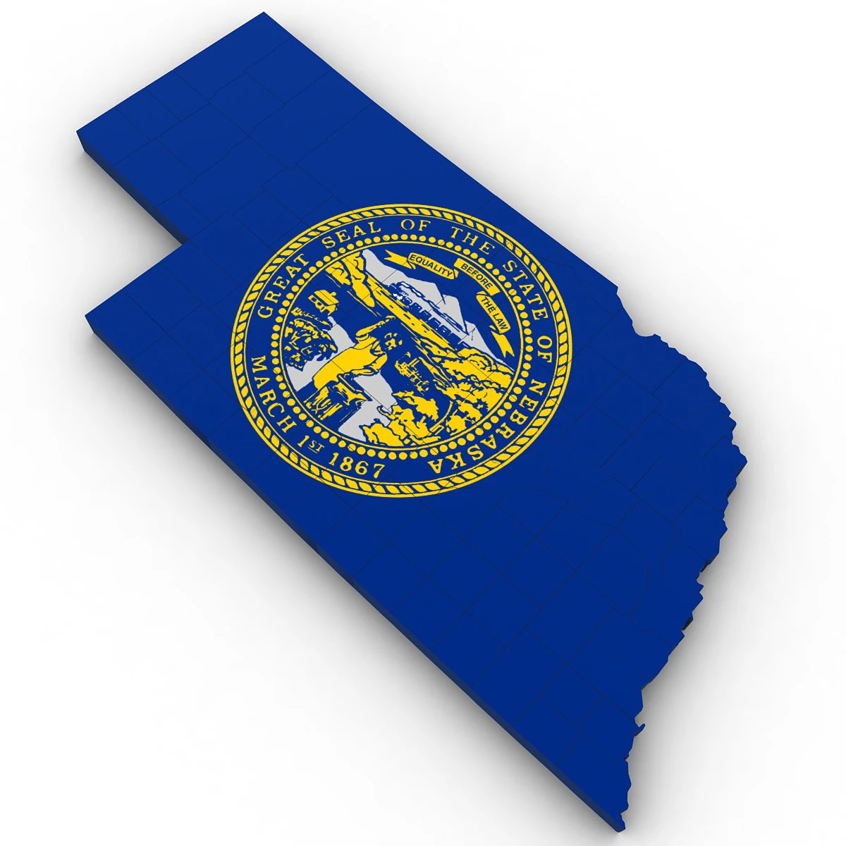 Nebraska political map 3D Model .c4d .max .obj .3ds .fbx .stl .blend