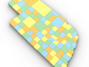 Nebraska political map 3D Model