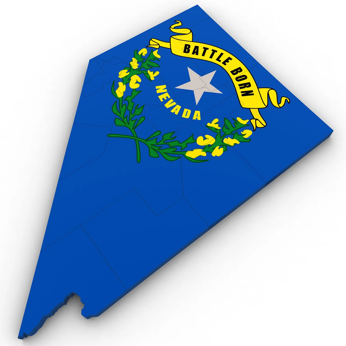 Nevada political map 3D Model .c4d .max .obj .3ds .fbx .stl .blend 