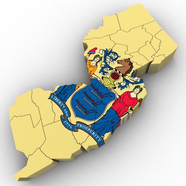 New jersey political map 3Dモデル .c4d .max .obj .3ds .fbx .stl .blend