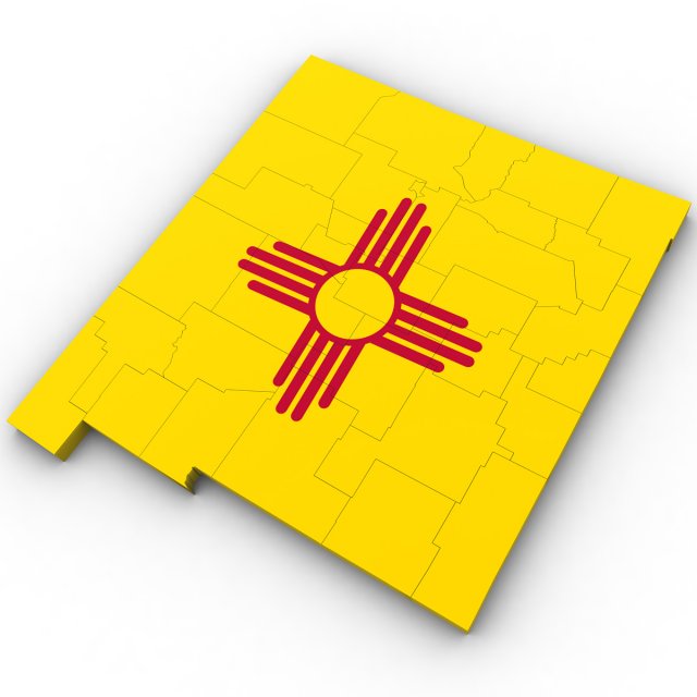 New mexico political map Model 3D .c4d .max .obj .3ds .fbx .stl .blend 