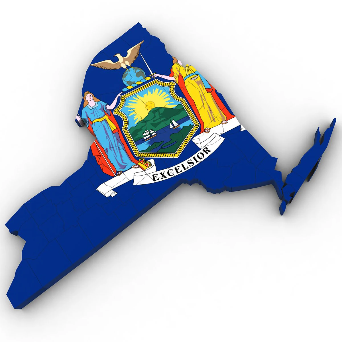New york political map 3D Model .c4d .max .obj .3ds .fbx .stl .blend 