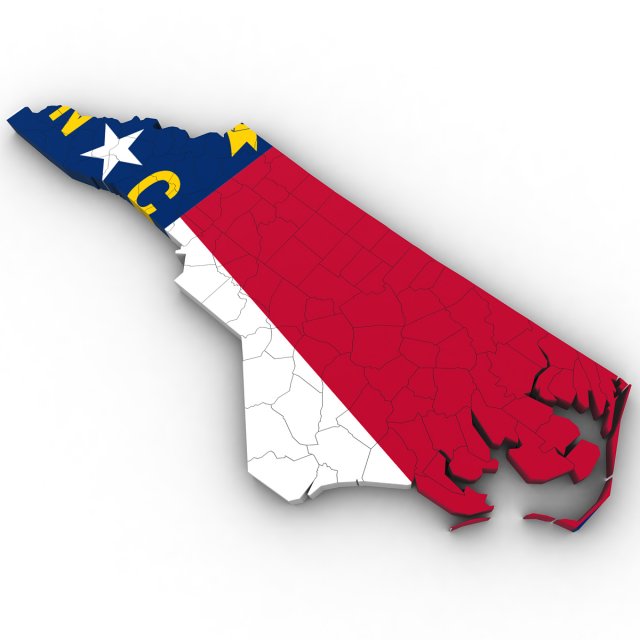 North carolina political map 3D Модель .c4d .max .obj .3ds .fbx .stl .blend 