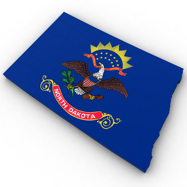 North dakota political map 3D 모델 .c4d .max .obj .3ds .fbx .stl .blend 