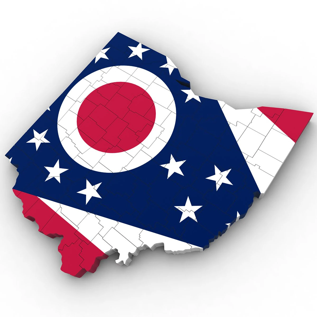 Ohio political map 3D Model .c4d .max .obj .3ds .fbx .stl .blend