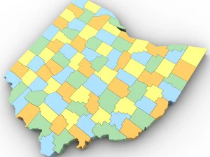 Ohio political map 3D Model