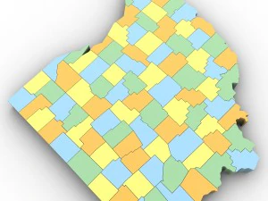 Ohio political map 3D Model