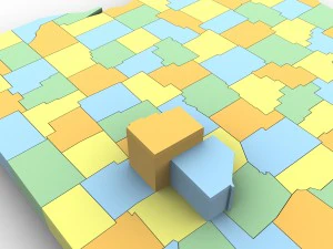 Ohio political map 3D Model