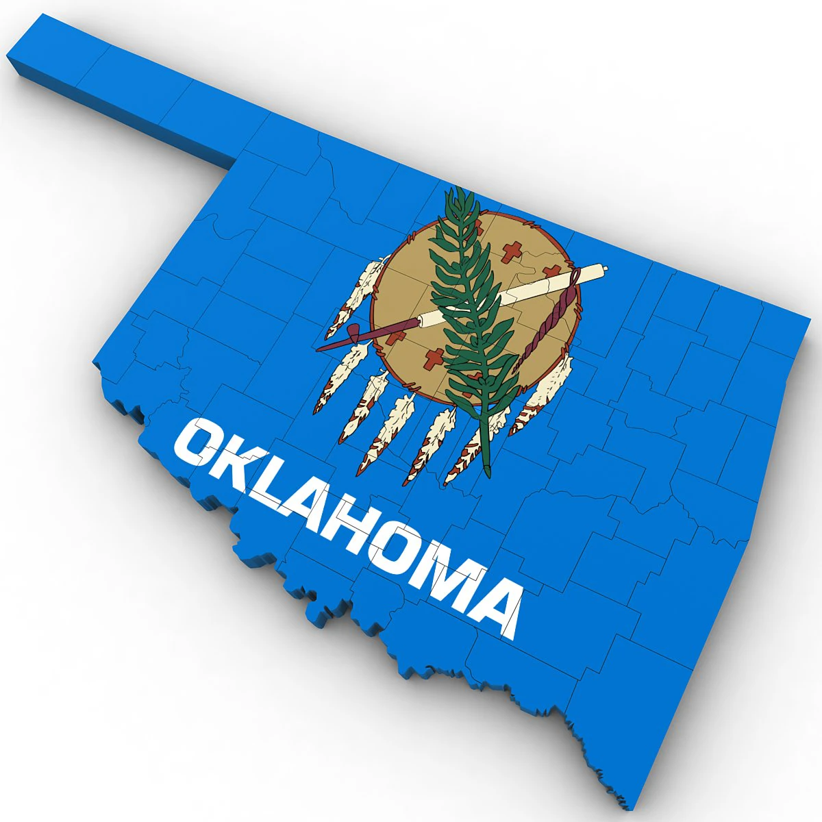 Oklahoma political map 3D Model .c4d .max .obj .3ds .fbx .stl .blend 
