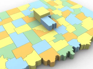 Oklahoma political map 3D Model