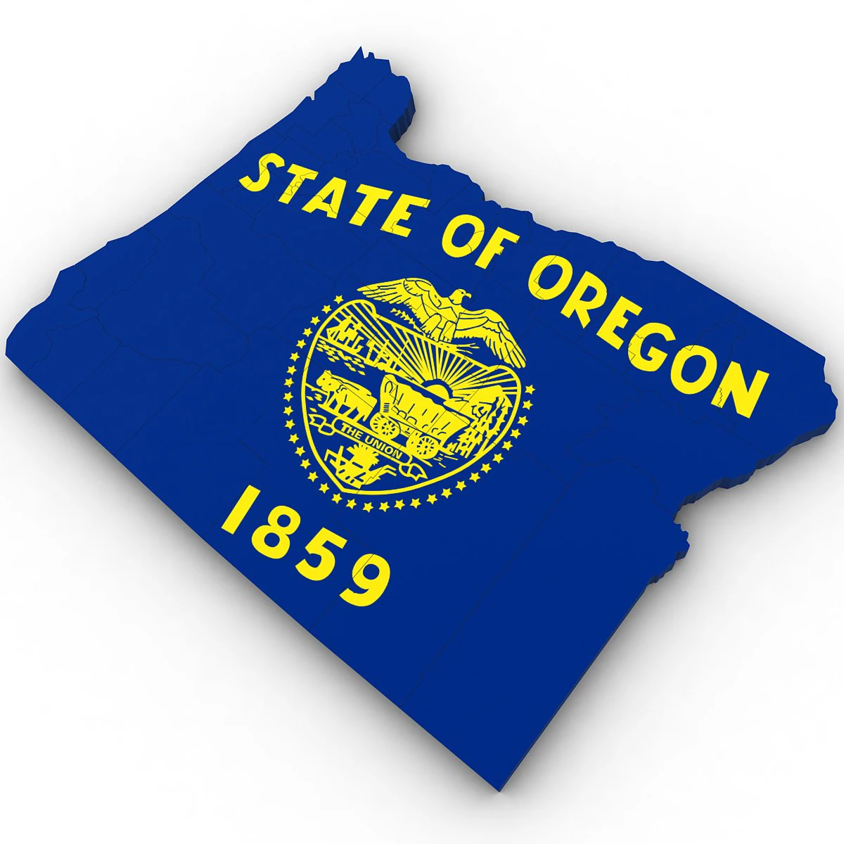 Oregon political map 3D Model .c4d .max .obj .3ds .fbx .stl .blend