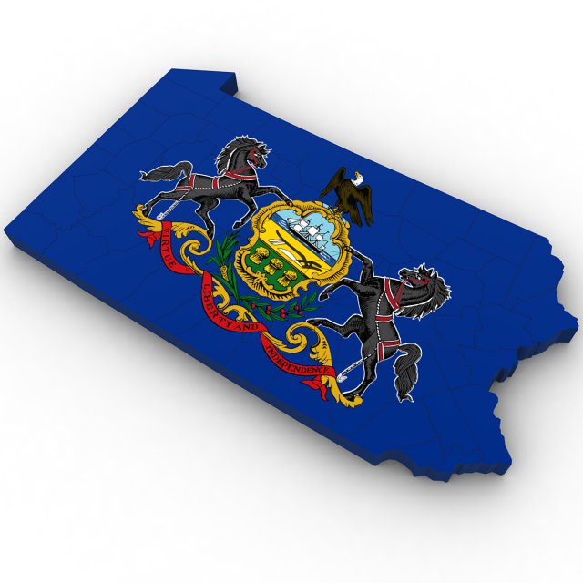 Pennsylvania political map Model 3D .c4d .max .obj .3ds .fbx .stl .blend