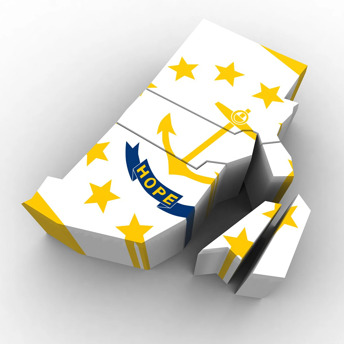 Rhode island political map 3D Model .c4d .max .obj .3ds .fbx .stl .blend