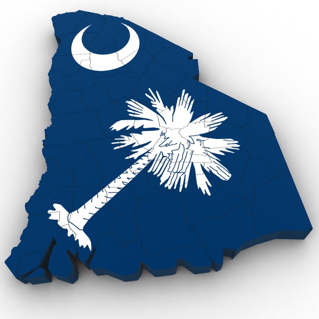 South carolina political map 3D Модель .c4d .max .obj .3ds .fbx .stl .blend 