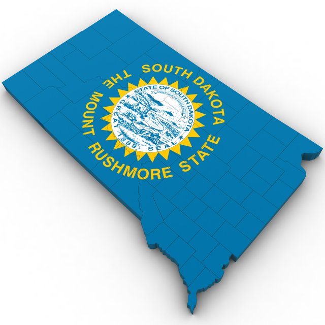 South dakota political map Modello 3D .c4d .max .obj .3ds .fbx .stl .blend 