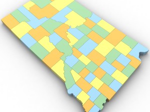 South dakota political map Modello 3D
