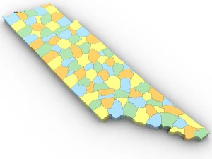 Tennessee political map 3D Model