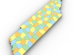 Tennessee political map 3D Model