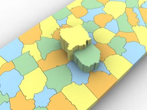 Tennessee political map 3D Model