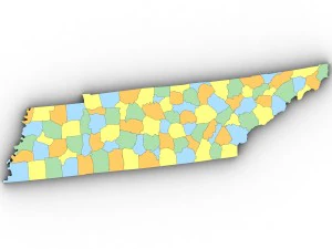 Tennessee political map 3D Model