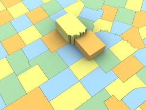 Texas political map 3D Model