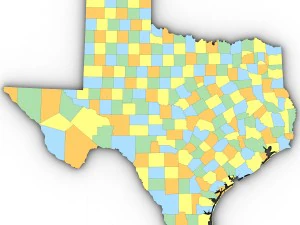 Texas political map 3D Model