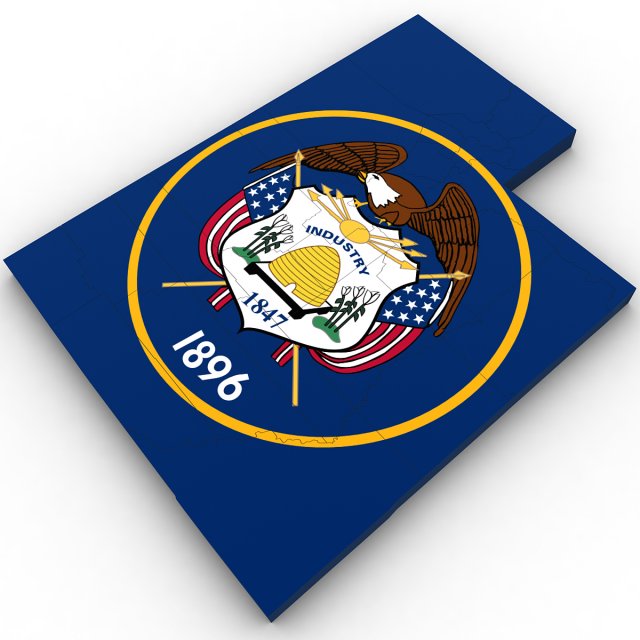 Utah political map 3D Model .c4d .max .obj .3ds .fbx .stl .blend 