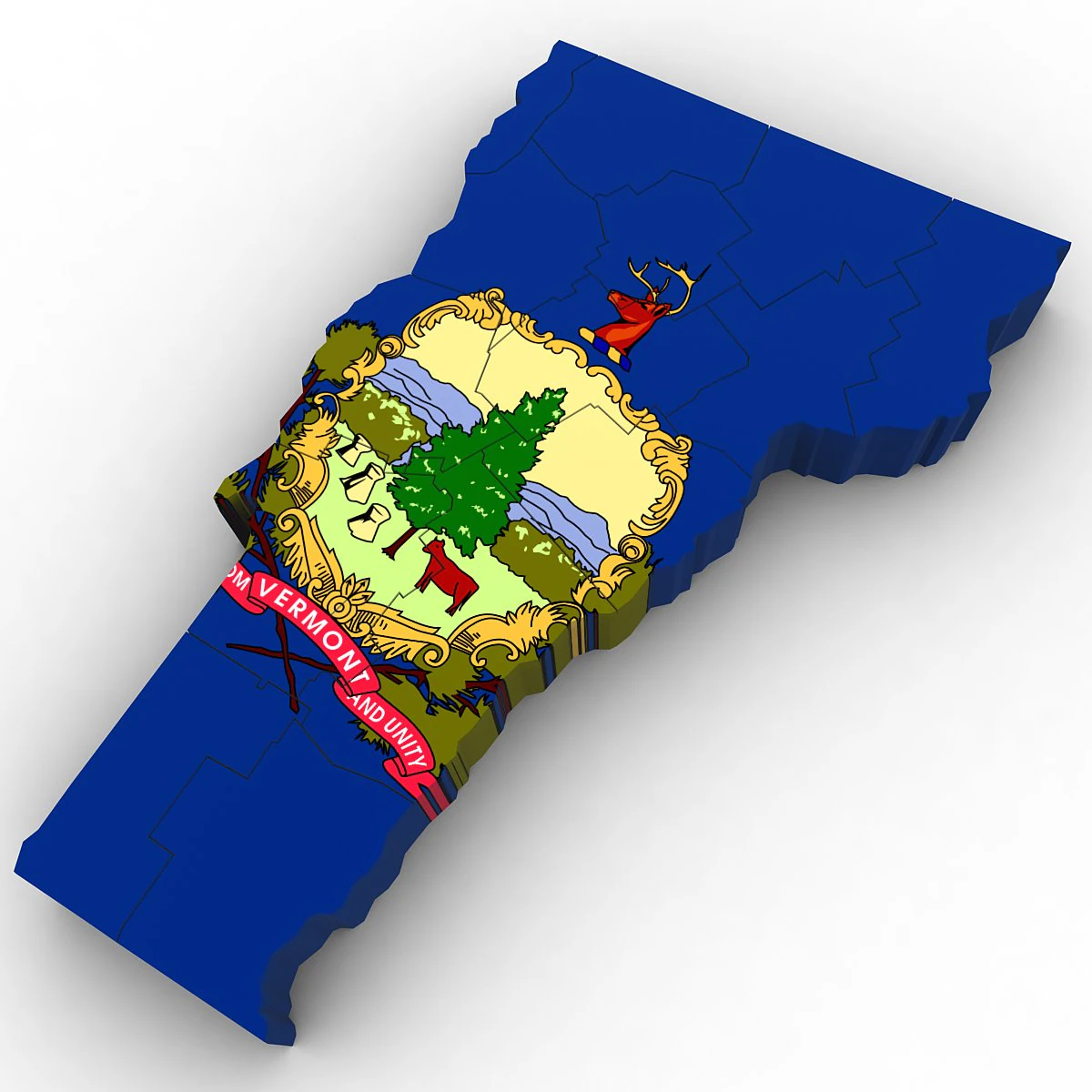 Vermont political map 3D Model .c4d .max .obj .3ds .fbx .stl .blend 