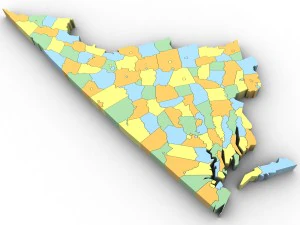 Virginia political map 3D Model