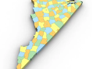 Virginia political map 3D Model