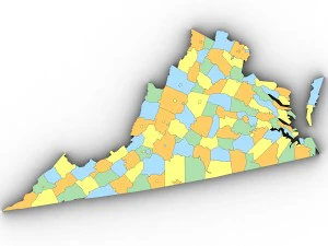 Virginia political map 3D Model