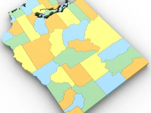 Washington political map 3D Model