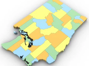 Washington political map 3D Model