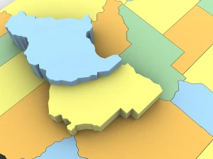 Washington political map 3D Model