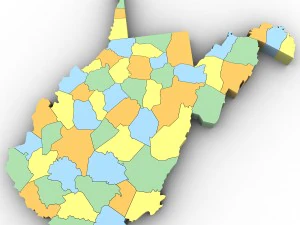 Politische Karte von West Virginia 3D Modell