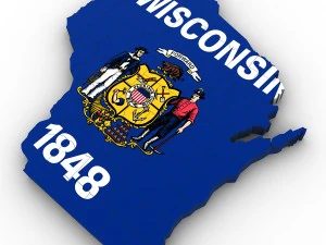 Mappa politica del Wisconsin Modello 3D