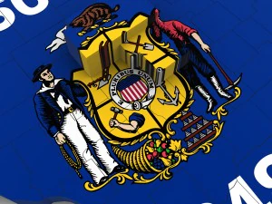 Wisconsin political map 3D Model