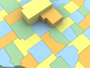 Wisconsin political map 3D Model