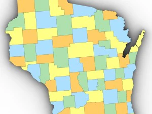 Wisconsin political map 3D Model