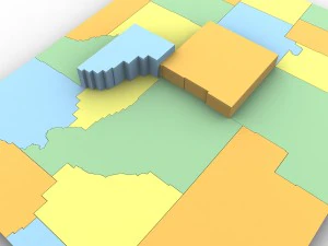 wyoming political map 3D Model
